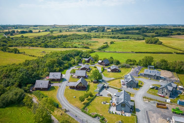 aerial view of some holiday cottages