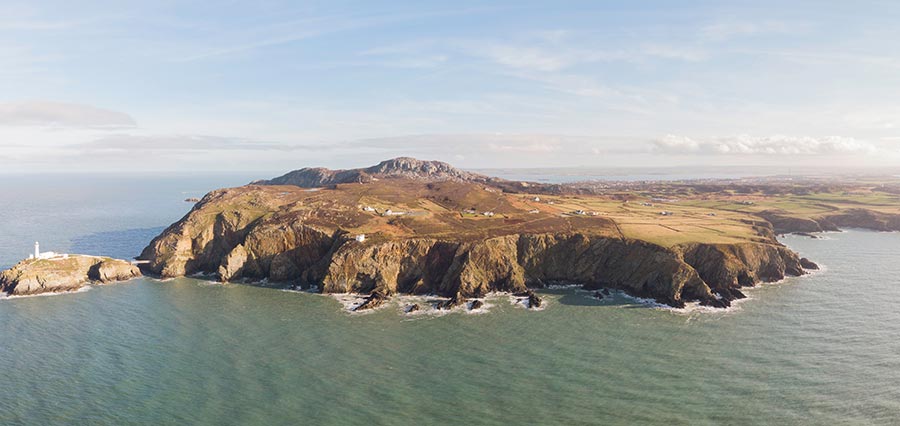 view of Anglesey's headland from the air