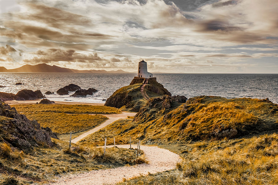 Twr Mawr (big tower) the lighthouse which marked the rocky peninsula near the south west corner of Anglesey known as Llanddwyn Island.