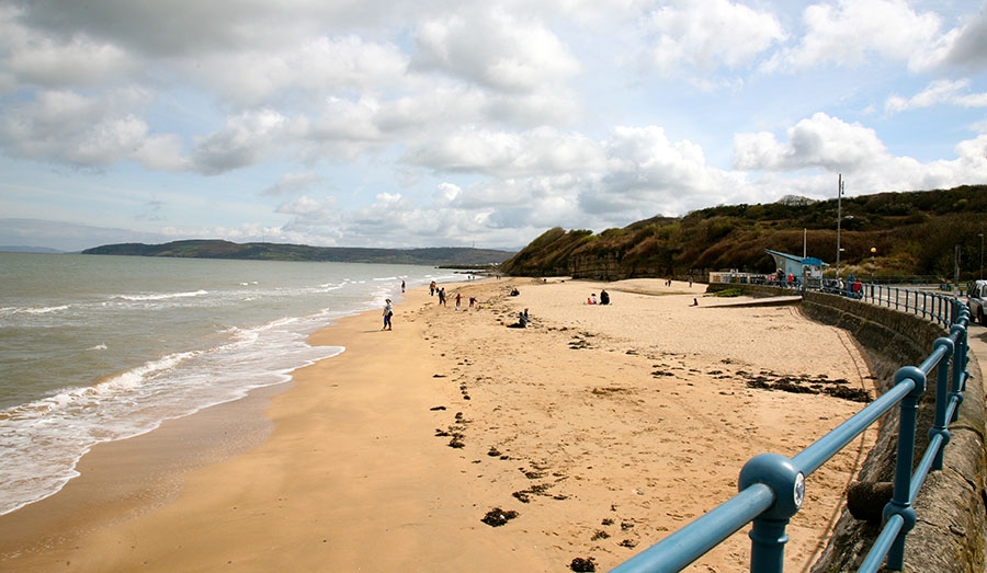 Benllech Beach Anglesey, view of the beach from the beachfront 