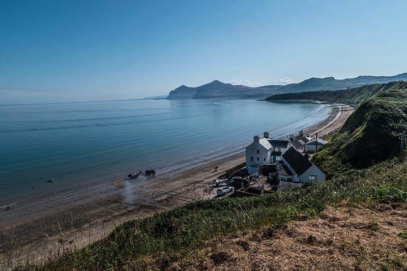 Morfa Nefyn beach, view of the beach from the cliff