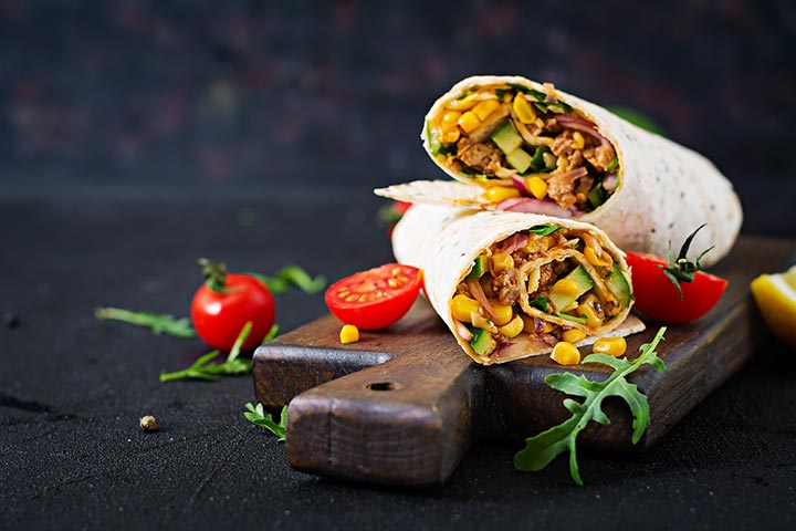 Mexican wrap and tomatoes